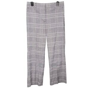 NWT Ann Taylor Petite Plaid Straight Leg Pants Size 8P Black White Office